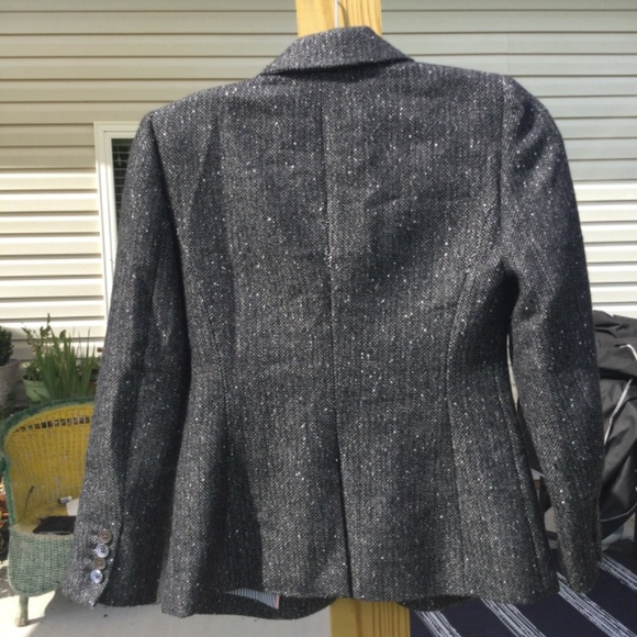 J. Crew 0P Metallic Black Blazer one button Dark academia business 0 petite work - Picture 4 of 15